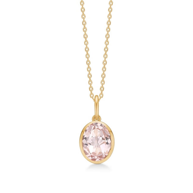 Darling vedhæng fra Mads Z i 14 kt guld med pink morganit inkl. kæde 42–45 cm